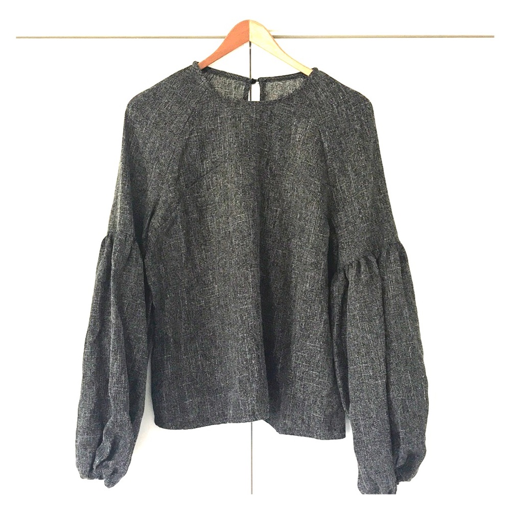 BooHoo blouse with puff sleeves